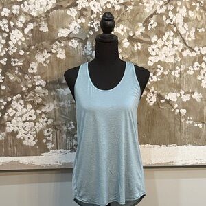Lululemon light blue tank top with criss cross back detail.